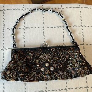 Embroided Embellished Jeweled Brown Purse